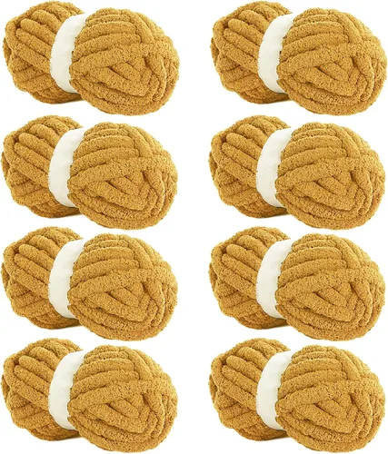 Miniatura 42 de HOMBYS Hilo de Chenille Grueso Carbón para Crochet, Hilo Grueso Espeso y Esponjoso para Tejer, Hilo Súper Grueso para Tejer Mantas a Mano, Hilo