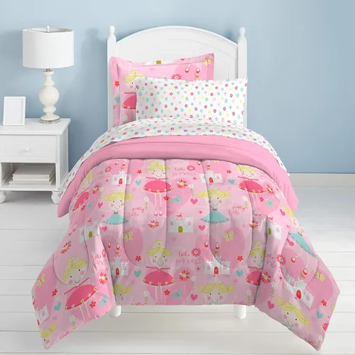 Miniatura 47 de dream FACTORY - Juego de edredón de microfibra ultrasuave para niñas, color rosa, tamaño individual, diseño de princesa mágica Princesa Mágica Rosa
