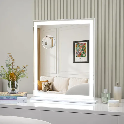 Miniatura 17 de ANYHI Hollywood Espejo de maquillaje con luces, espejo grande iluminado para tocador, espejo de escritorio/pared con luces, pantalla táctil