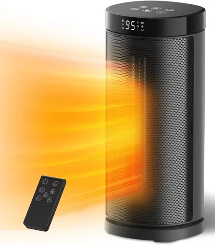 Calentador de espacio para uso en interiores, calentadores de cerámica eléctricos y portátiles de 1500 W con termostato, 4 modos, temporizador de 24