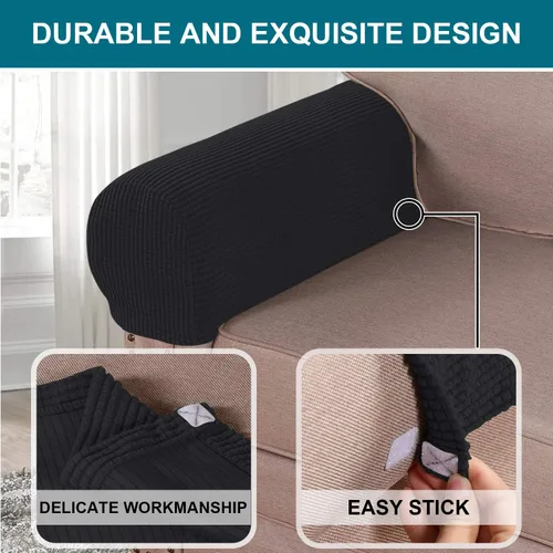 Miniatura 4 de Turquoize Fundas elásticas para reposabrazos para sillas y sofás, fundas para reposabrazos de sofá de elastano y jacquard, protector de muebles