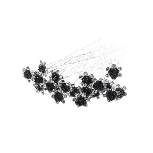 Miniatura 13 de 20pcs Rhinestone Rose Flower Hair Bobby Pin Crystal Bride Wedding Metal Clip de pelo Decoración U forma joyería accesorios, Cabello de cristal