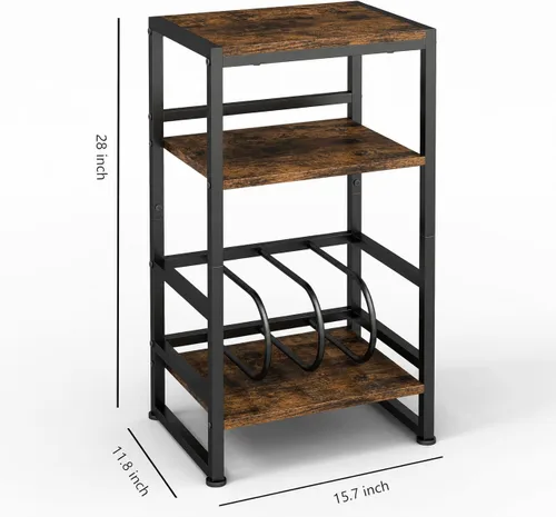 Miniatura 2 de Soporte para tocadiscos de vinilo de 3 niveles, mesa auxiliar para almacenamiento de álbumes, soporte para tocadiscos de 28 pulgadas de alto