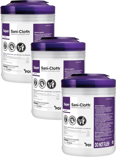 Miniatura 10 de PDI -Q55172 Desinfectante profesional de superficies desechables Super Sani-Cloth Wipes, 160 unidades - Morado