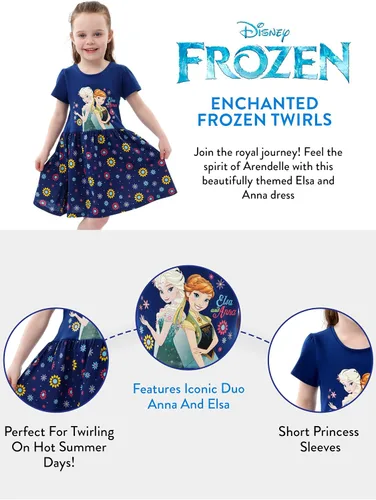 Miniatura 6 de Disney Frozen Dress Girls Vestido de Anna y Elsa para niñas Vestidos de manga larga de Frozen para niñas