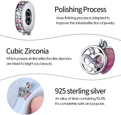 Miniatura 4 de Pandach Dijes de plata de ley 925 para pulseras y collares, colgantes de mariposa y auriculares, dijes de trébol, joyería de regalo para mujeres