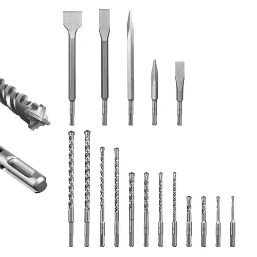 Miniatura 9 de SALI Juego de brocas de martillo giratorio SDS Plus de 8 piezas, kit de brocas para hormigón, material de carburo de doble rosca tipo cruz, adecuado