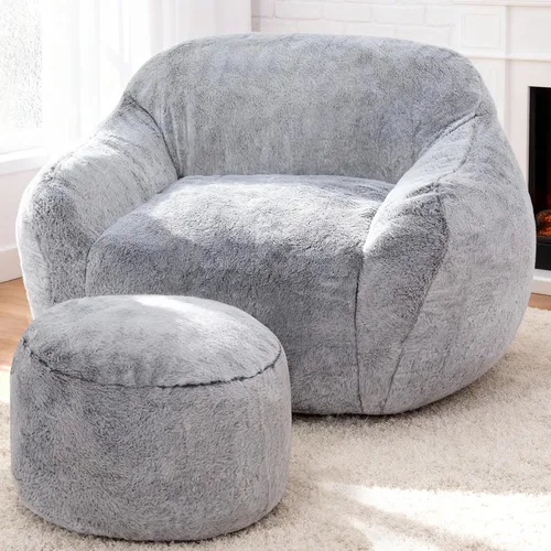 Miniatura 13 de Puf gigante para adultos, sillas grandes de espuma viscoelástica, sofá puff de gran tamaño con relleno, silla de lectura grande de piel sintética