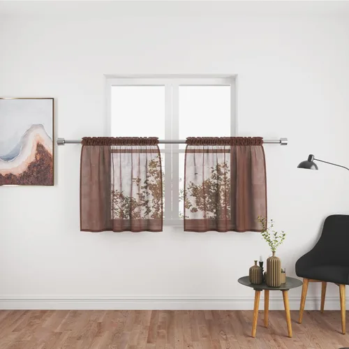 Miniatura 53 de UPOPO Paneles de Cortina Beige Pequeños Cortinas Transparentes de Gasa de 16 Pulgadas de Largo Cortinas de Cocina de Voile con Textura de Lino