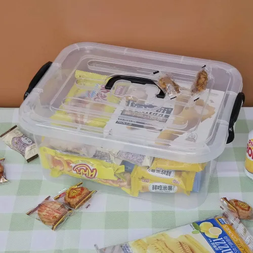 Miniatura 5 de Caja de almacenamiento de plástico transparente de 8 L con asa, paquete de 2