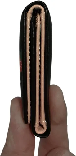 Miniatura 4 de VEELAM Billetera pequeña triple, fresa negra, Casual