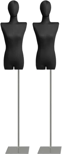 Miniatura 9 de 2pcs Adjustable Female Dress Form Mannequin Torso with Detachable Head, 57"-80" Height, Metal Base for Clothing & Jewelry Display, Gold Small