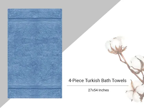 Miniatura 5 de Towel Bazaar Toallas turcas de algodón de primera calidad súper suaves y absorbentes (4 toallas de baño, Wedgewood)