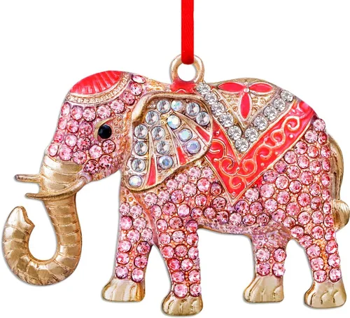 Miniatura 14 de D24TIME Adorno de Navidad de elefante, adorno de metal verde azulado para árbol de Navidad, amistad, hermandad, elefante, adornos para mujeres
