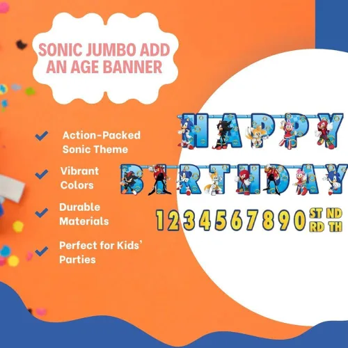 Miniatura 4 de Cartel de Sonic Jumbo Add An Age – 10.5 x 10 pulgadas – Cartel personalizable multicolor vibrante – Perfecto para eventos temáticos y celebraciones