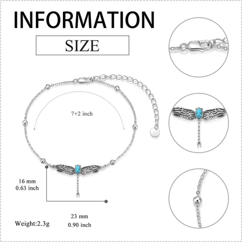 Miniatura 3 de Pulsera de plata esterlina S925 ajustable con perlas, girasol, libélula y libélula, regalos de joyería de cumpleaños para mujeres, hija, novia