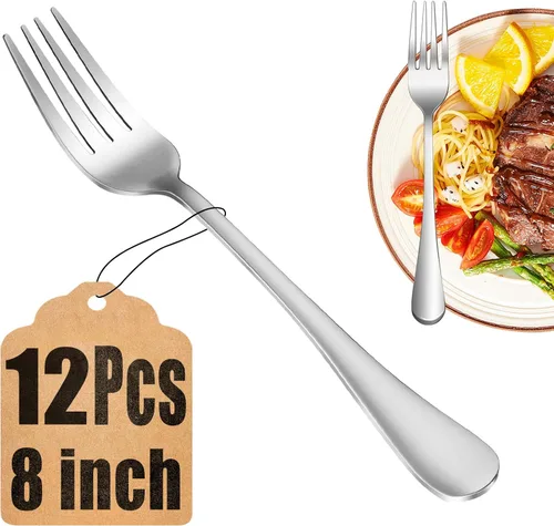 Miniatura 8 de Juego de 8 tenedores para cena, tenedores de acero inoxidable de grado alimenticio, tenedores de cubiertos para el hogar, cocina o restaurante