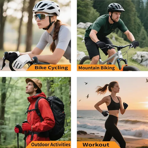 Miniatura 4 de VXW Guantes de ciclismo para hombres y mujeres, con tiras reflectantes y almohadilla antideslizante que absorbe los golpes para bicicletabicicleta