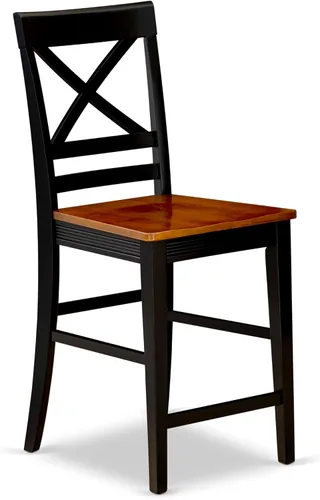 Miniatura 6 de East West Furniture QUC-BLK-W Quincy - Sillas de comedor de cocina, sillas de asiento de madera con respaldo cruzado, juego de 2, color negro