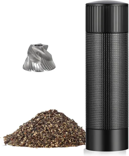 ARKNOAH Molinillo de pimienta manual, molinillo de grosor ajustable con rebabas de acero inoxidable y agarre antideslizante, molinillo de pimienta