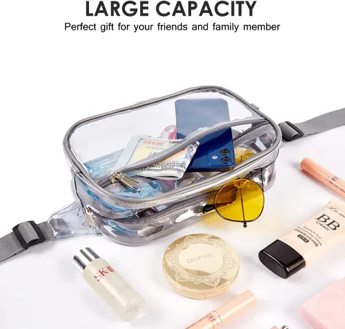 Miniatura 11 de Clearworld Riñonera transparente para mujeres y hombres, paquete de cintura aprobado por estadio con correa ajustable, bolsa de cinturón de moda