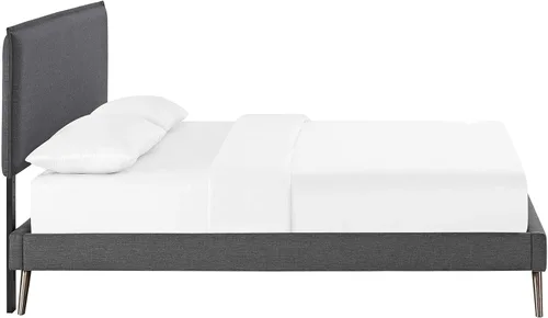 Miniatura 5 de Modway Amaris - Marco de cama tapizado de tela con cabecero individual y patas redondas cónicas, color gris