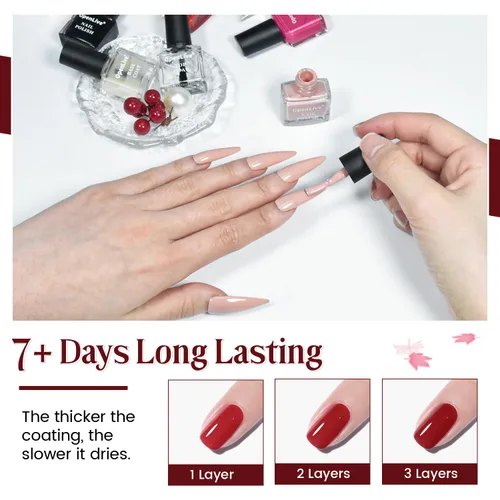 Miniatura 5 de OpenLive Juego de 12 esmaltes de uñas con combinación de 10 colores, 2 capas base y superior, esmalte de uñas de secado rápido de larga duración