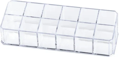 Estuche organizador de lápiz labial acrílico de 12 ranuras, organizador transparente de maquillaje cosmético, soporte para almacenamiento de