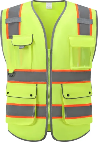 Miniatura 17 de XIAKE Chaleco de seguridad reflectante para hombres y mujeres, chaleco de alta visibilidad clase 2 con bolsillos, cumple con las normas ANSI Malla
