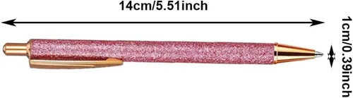 Miniatura 2 de Bolígrafo de punta media de 0.039 pulgadas con lentejuelas y purpurina de cristal, bolígrafos de metal retráctiles para la escuela, oficina, Pink