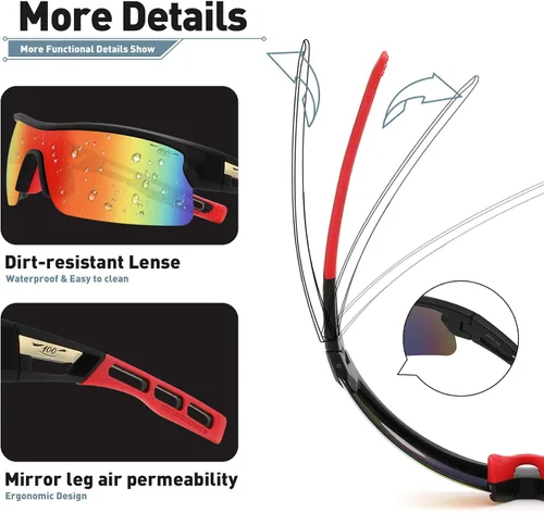Miniatura 4 de Gafas de sol deportivas polarizadas para hombres y mujeres, TR90 UV 400, protección FHD lente ligera