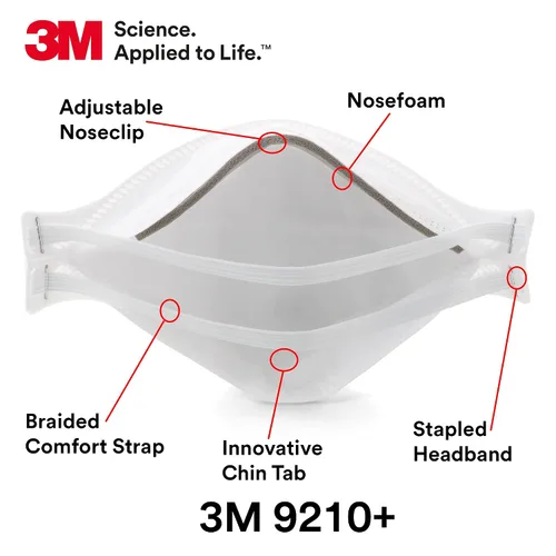 Miniatura 2 de 3M Aura - Respirador de partículas 9210+, N95, paquete de 240 respiradores desechables, aprobado por NIOSH, cómodo envuelto individualmente, diseño
