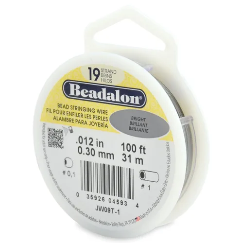 Miniatura 36 de Beadalon Alambre de cuerda de cuentas de acero inoxidable de 19 hebras, 0.018 pulgadas / 0.018 in, bronce, 100 pies / 101.7 ft