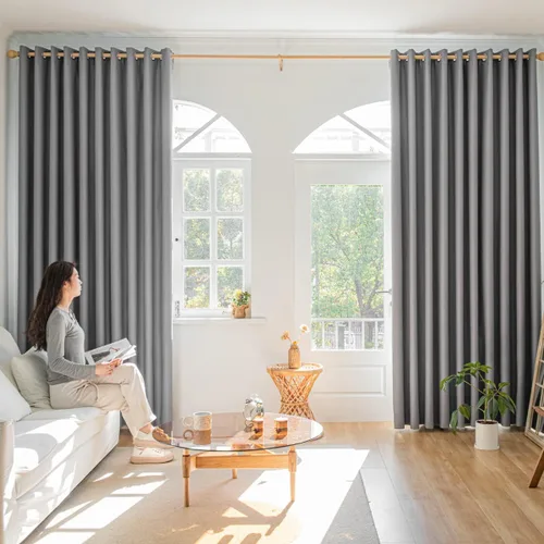 Miniatura 17 de Cortinas Opacas Beige para Ventanas de 54 Pulgadas de Largo, Juego de 2 Paneles con Ojales, Cortinas Opacas que Ahorran Energía, Reducen el Ruido