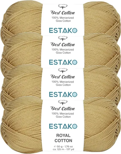 Miniatura 15 de Estako Algodón Royal, 100% hilo de algodón giza mercerizado, suave, súper fino 1 para ganchillo y tejer, 1.76 onzas (50g) / 137 yardas (125m)