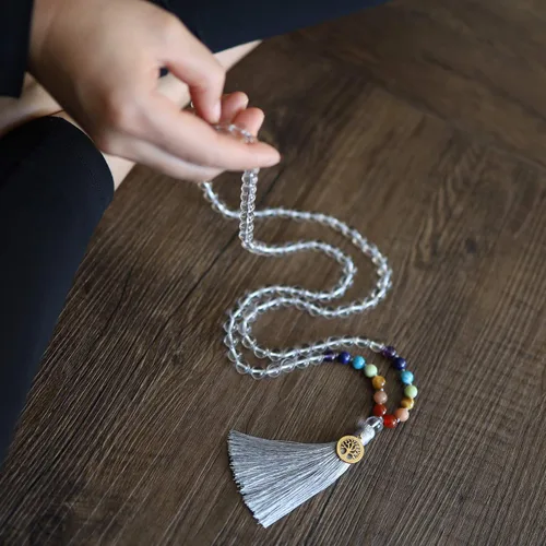 Miniatura 3 de COAI Collar Mala de piedra anudada a mano con 108 cuentas