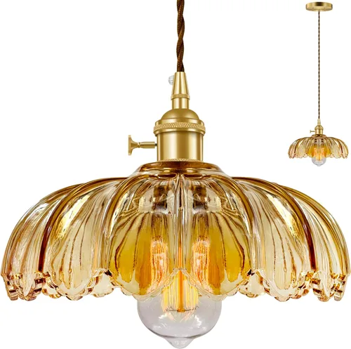 Miniatura 11 de Lámpara colgante enchufable, lámpara colgante, luz colgante de cristal, lámpara de swag con interruptor de encendido/apagado en línea para isla