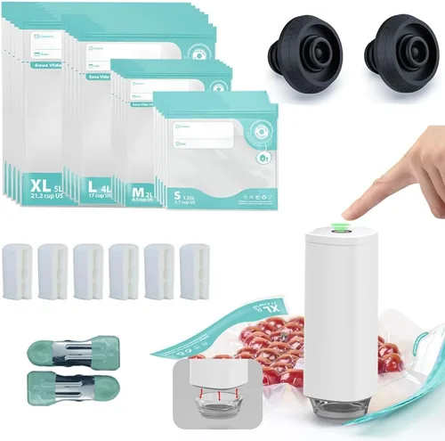 Miniatura 10 de Máquina Selladora al Vacío de Mano CABIBOX, Bomba de Vacío Automática para Alimentos, Selladora al Vacío Portátil Sous Vide para Almacenamiento