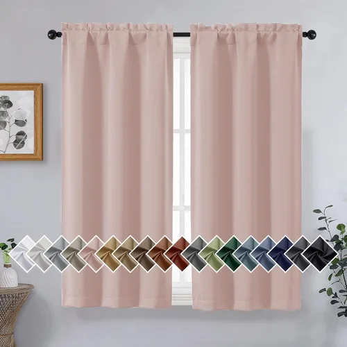 Miniatura 225 de OVZME Cortinas opacas turquesa para tratamiento de ventanas pequeñas, cortinas cortas con bloqueo de luz para ventana de cocina sobre el fregadero