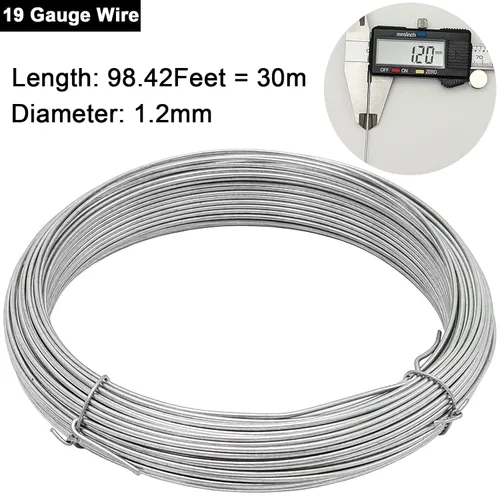 Miniatura 2 de Alambre sólido galvanizado de calibre 19, alambre de pasatiempo galvanizado de 98 pies, alambre de acero multiusos ideal para manualidades