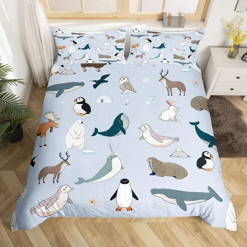 Miniatura 11 de Erosebridal Juego de ropa de cama de hurón para niños, funda de edredón de animales salvajes, bonita funda de edredón de vida silvestre para niños