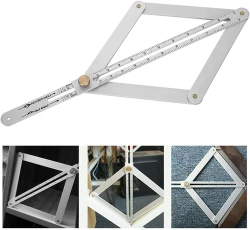 Miniatura 4 de Buscador de ángulo de esquina de acero inoxidable transportador 0-170 ° Herramienta de medición de carpintería multifuncional Goniómetro de 4