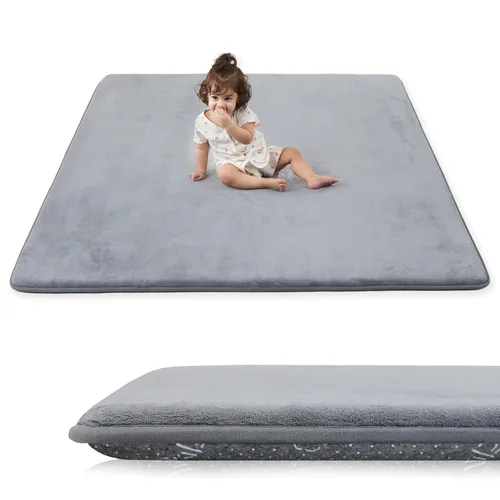 Miniatura 32 de Tapete de cama de bebé de 1.3 pulgadas de grosor para dormitorio, tapete básico de espuma acolchada suave de felpa de 28 x 72 pulgadas con acolchado