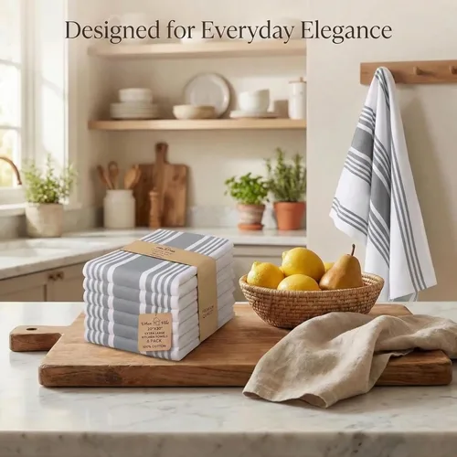 Miniatura 5 de Urban Villa Toallas de cocina 100% algodón, paquete de 6, altamente absorbentes, de secado rápido, súper suaves, de primera calidad, para cocina