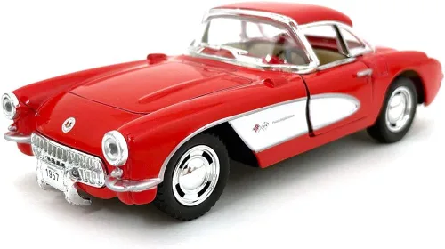 Miniatura 3 de KiNSMART - 1957 Chevy Corvette Escala 1:34 5" Die Cast Metal Modelo Classic Car Toy