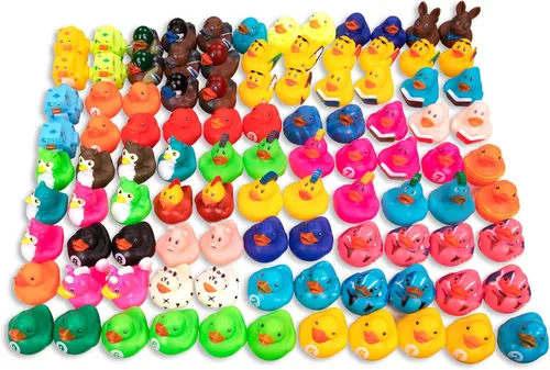 Miniatura 9 de Kangaroo Paquete de 50 mini patos de goma, juguetes flotantes de baño para bebés para niños, recompensas de aula, fiestas en la piscina y recuerdos