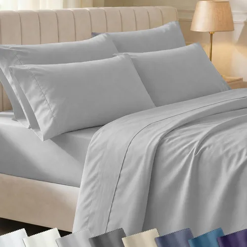 Miniatura 68 de California Design Den - Juego de sábanas de 400 hilos de 100% algodón, sábanas y fundas de almohada, transpirables, para cama King, satén suave