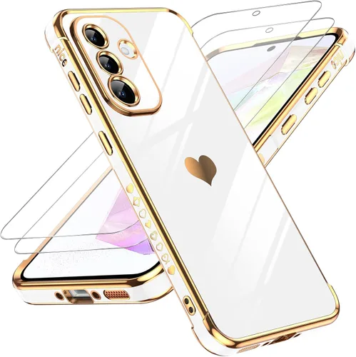 Miniatura 41 de LeYi for Moto G 5G 2025 Case: with Tempered Glass Screen Protector [2 Pcs]+ Full Camera Lens Protection,Love Heart Plating Cute Luxury Soft TPU