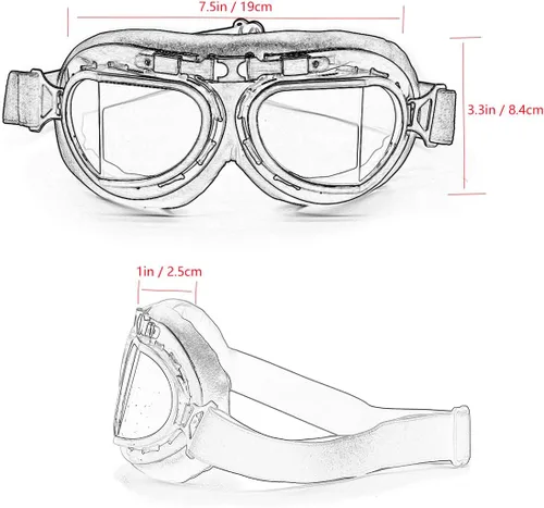Miniatura 2 de kucehiup Gafas de aviador vintage para motocicleta