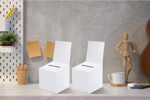 Miniatura 6 de Paquete de 24 urnas para rifas con ranura, caja de boletos de cartón con ranura, 6 x 6 x 6 pulgadas blanco (24pcs-White)